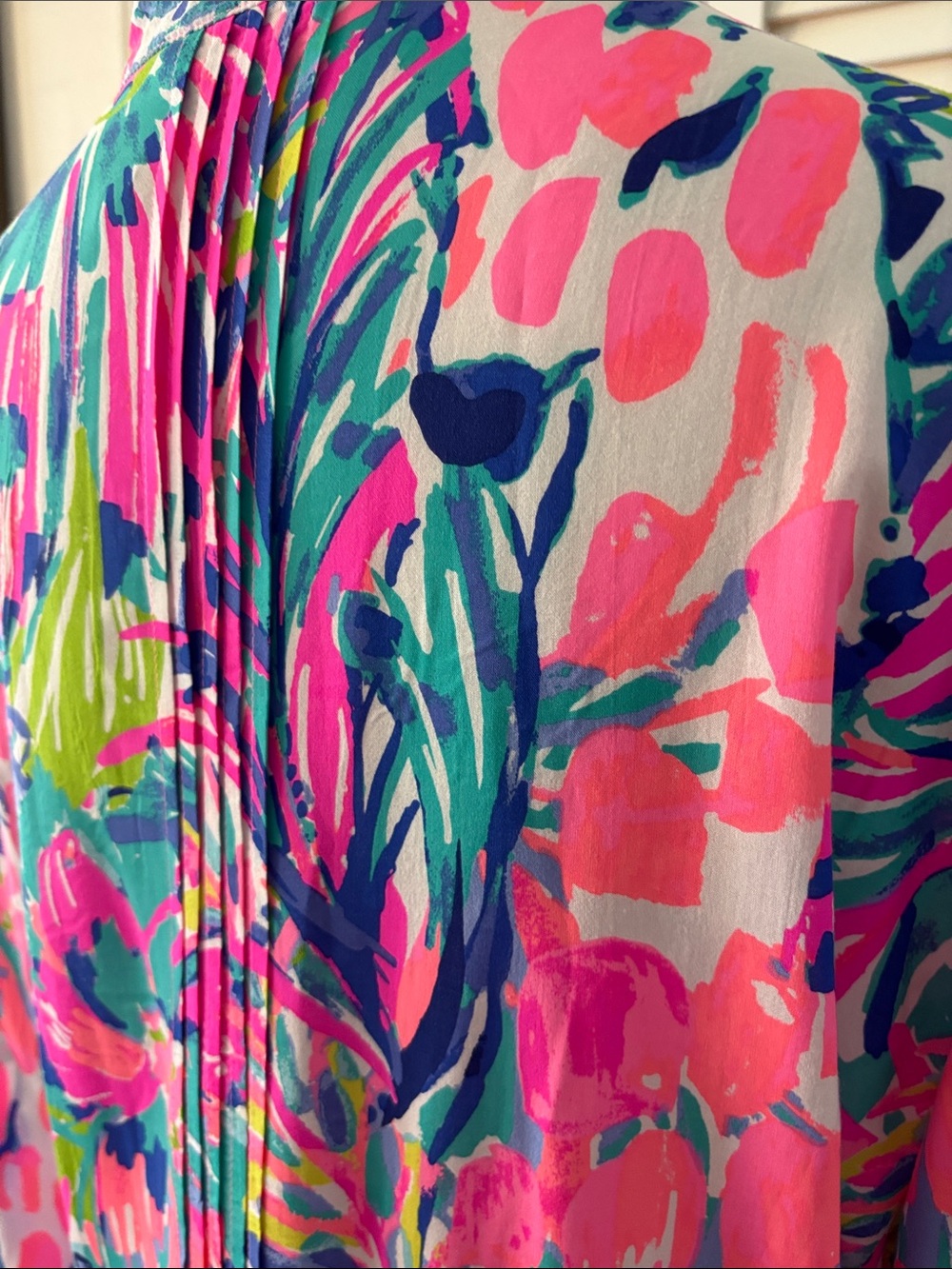 Lilly Pulitzer Pink Multicolor Floral V-Neck Long Sleeve Blouse - Picture 8 of 10